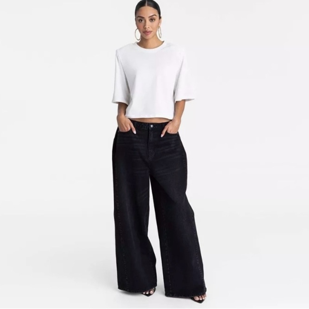 NEW KBB by Kahlana Women's 8 Low-Rise Wide Leg The Rachel Jean, Black